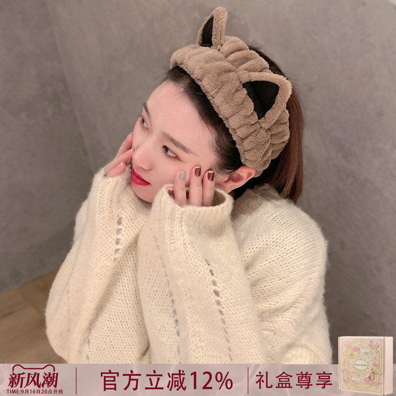 洗脸化妆发带，可爱毛绒猫耳朵
