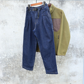 双针松紧男牛仔裤 14OZ 户外山系wide宽松版 原色水洗 日产面料