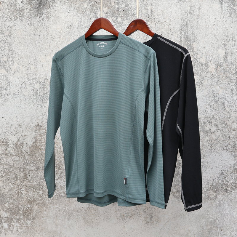 秋冬 polartec power dry方格透气速干 弹力 运动男士 长袖tee