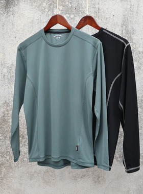 polartec power dry 吸水排汗方格透气速干弹力运动徒步男长袖T恤