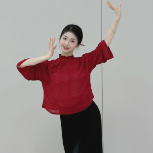 2025年新款跳舞衣服国风古典舞演出服旗袍上衣舞蹈服身韵飘逸纱衣