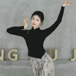 古典舞新款上衣秋冬旗袍领练功服中国风舞蹈服现代舞训练服演出服