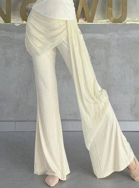 古典舞裤子飘逸屁帘舞蹈裤中国舞微喇裤现代舞练功裤假两件形体裤