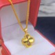 越南沙金四叶草项链女款 仿黄金色锁骨链轻奢小众设计感颈链配饰