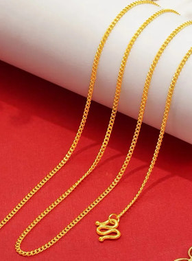仿真黄金项链女m扣素链