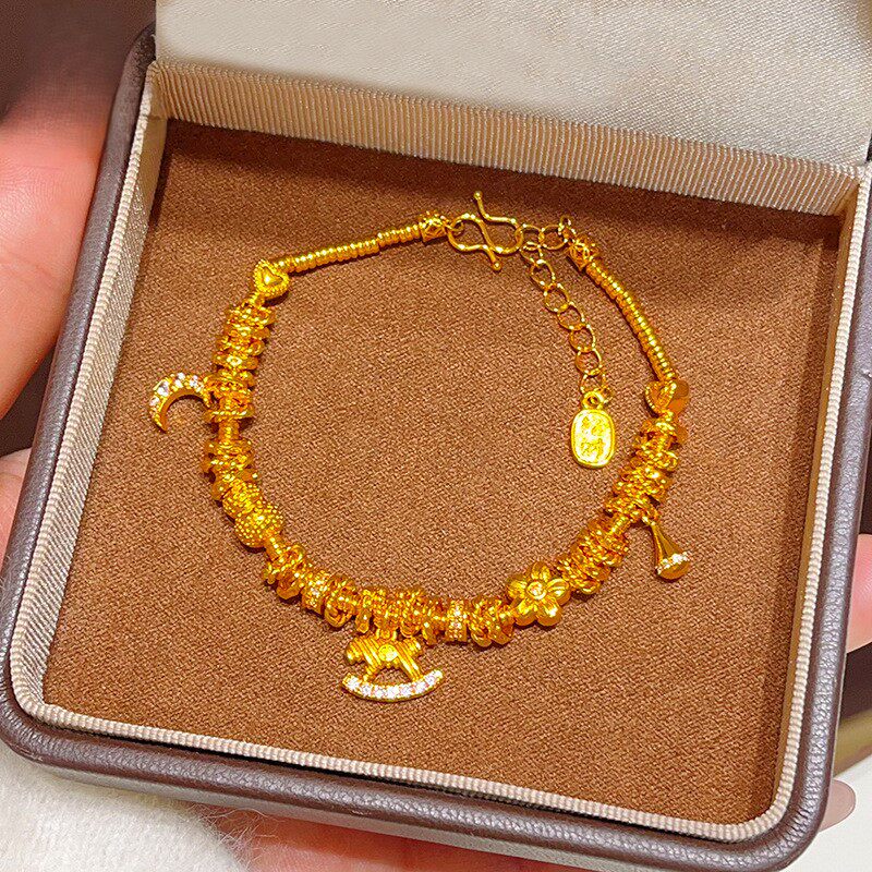 2026本命年马上有钱手链女越南沙金仿真黄金暴富盘缠碎冰冰手链