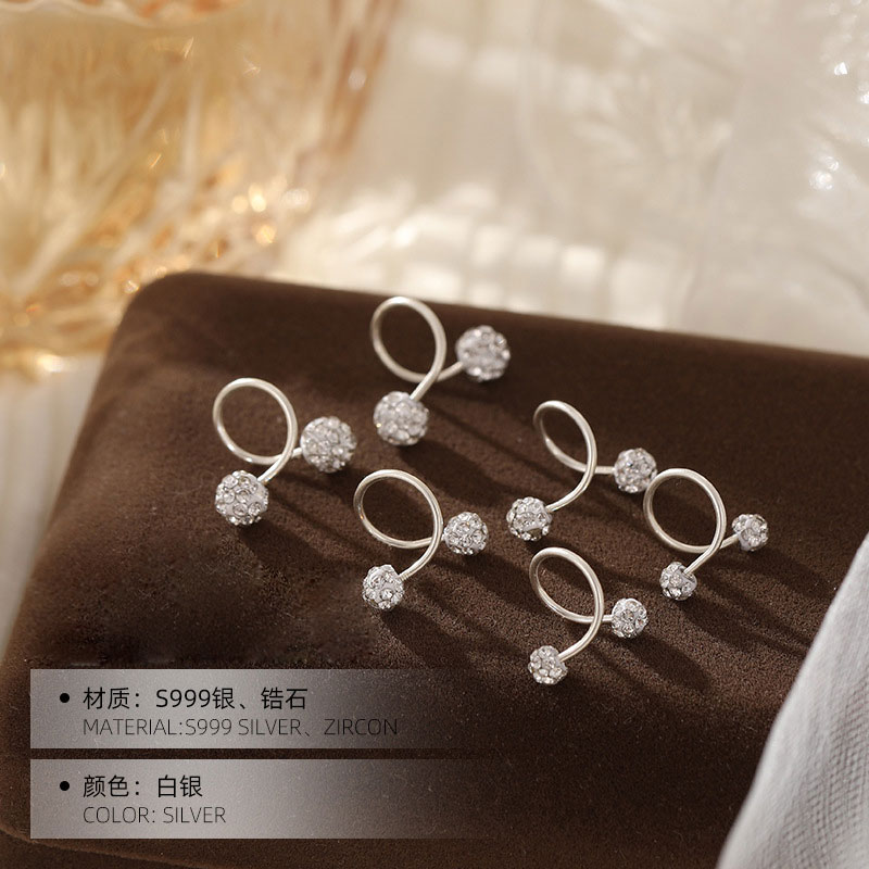 S999纯银超闪锆石耳钉
