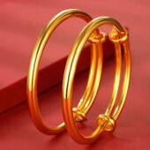 仿真黄金宝宝手镯实心婴儿儿童满月百天越南沙金镯子首饰