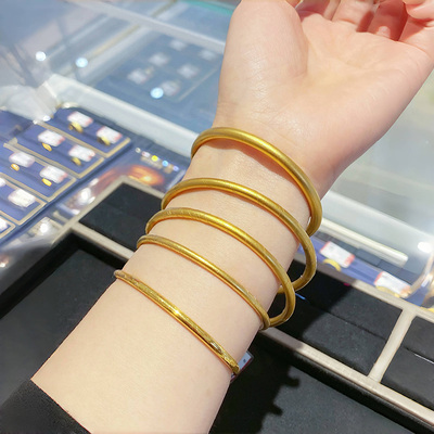 古法传承沙金手镯女百搭镀金气质