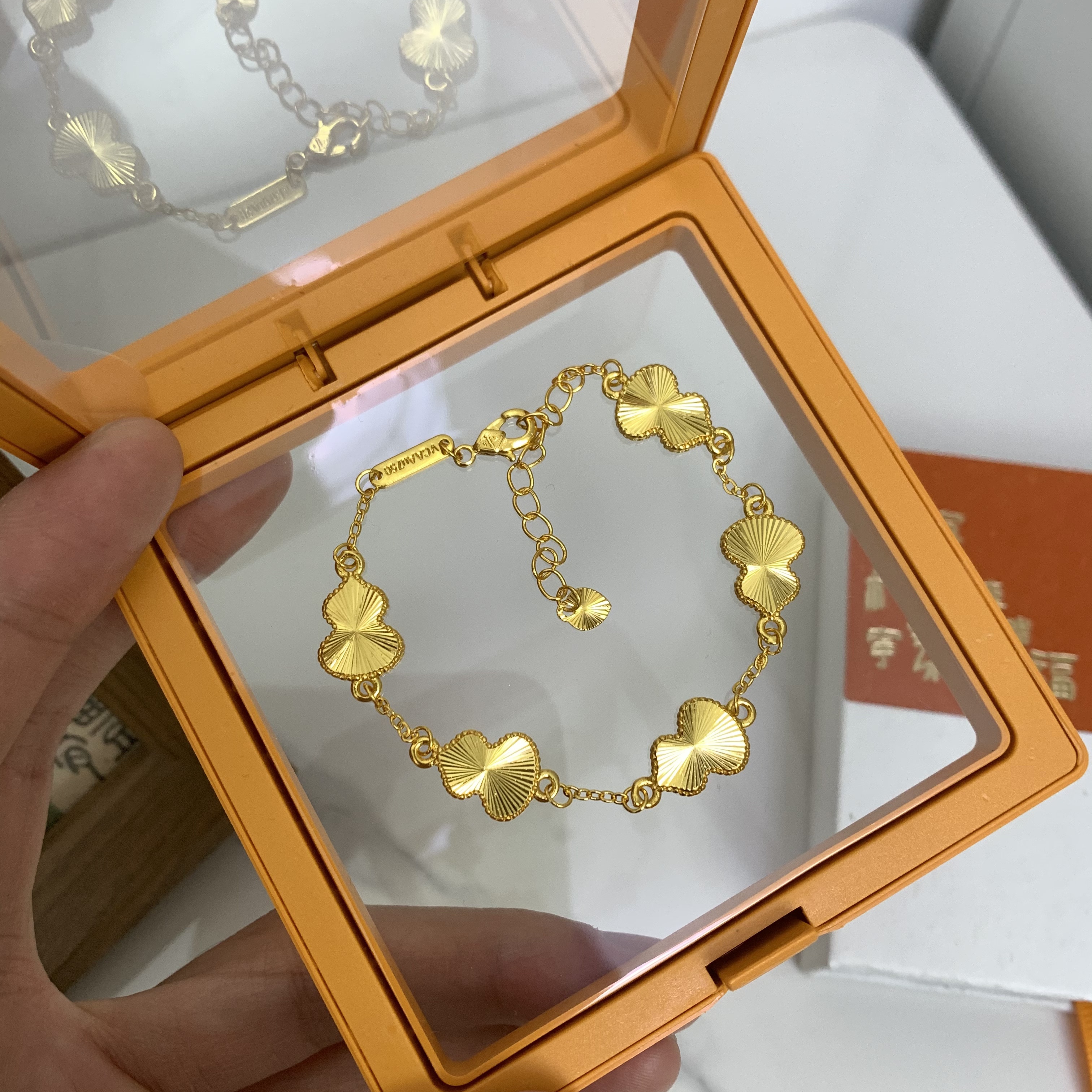 金店同款古法沙金五福葫芦仿黄金轻奢手链女爆闪镭射福禄首饰