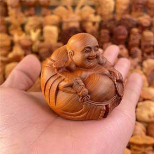 实木雕刻如意弥勒手把件文玩一团和气家居装饰桌面小摆件
