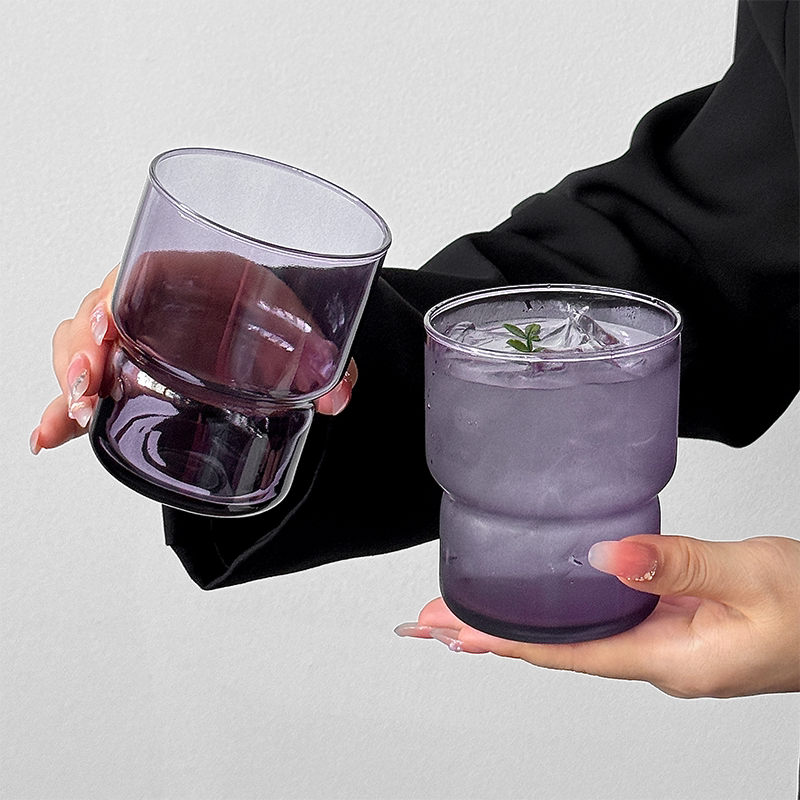 轻奢ins风紫色高级感创意玻璃咖啡杯鸡尾酒果汁杯威士忌酒杯子