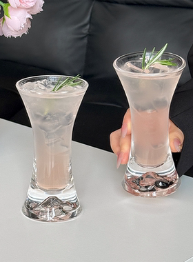高颜值收腰观山杯ins风水晶玻璃杯果汁杯香槟杯鸡尾酒杯冷饮杯子