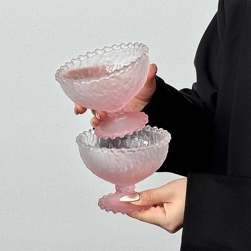 创意珠边矮脚甜品碗冰淇淋雪糕碗糖水碗玻璃杯果汁杯宫廷风甜点碗,餐饮具,玻璃杯,淘宝优惠券,粉丝福利购,淘宝优惠卷