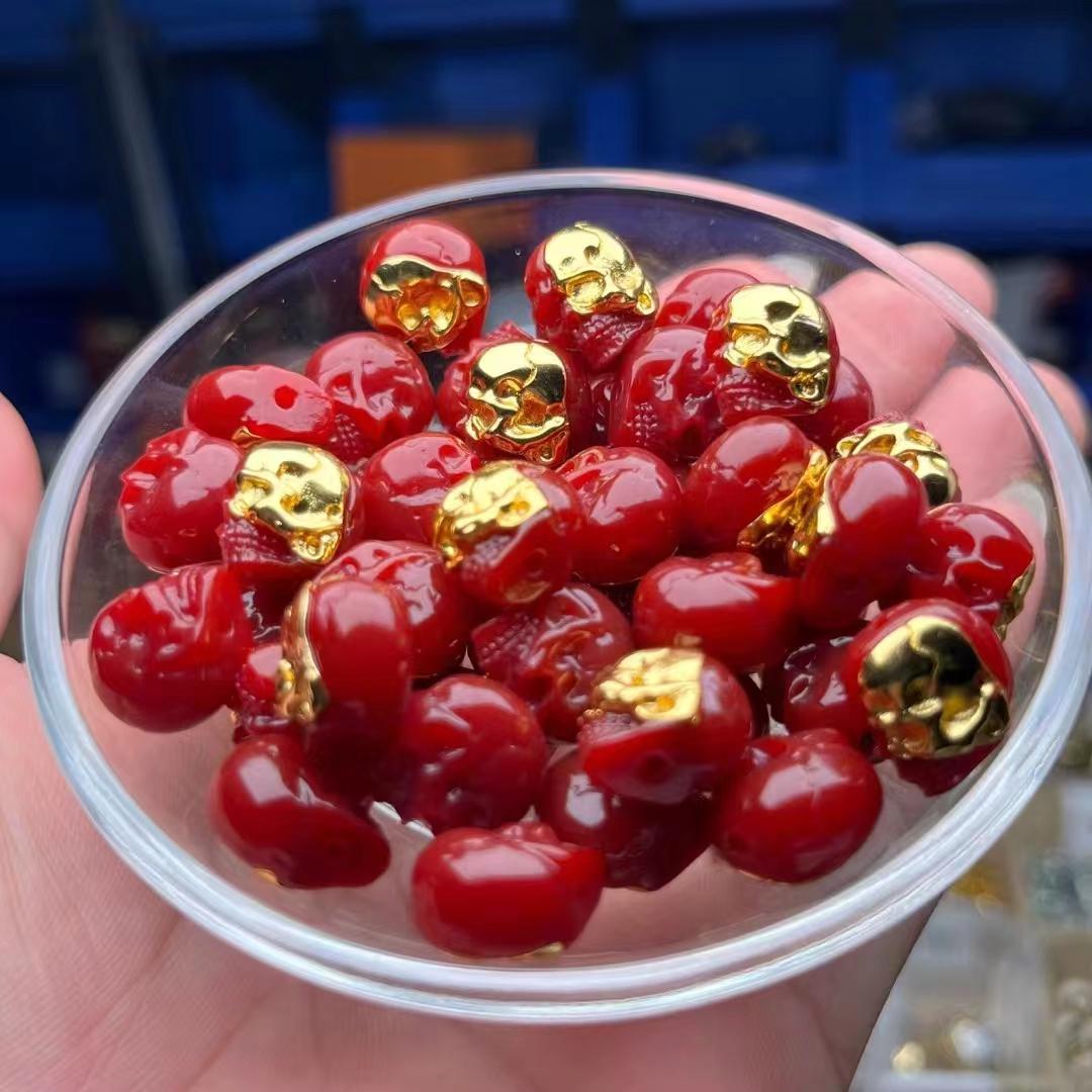 面具骷髅卡环顶腰珠diy镀金手串文玩配饰108科技松石百香