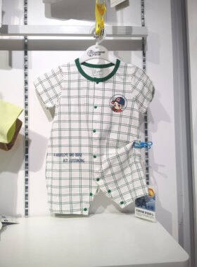 旺贝特夏季短爬婴儿连体衣短袖新生儿夏天衣服男女宝宝哈衣
