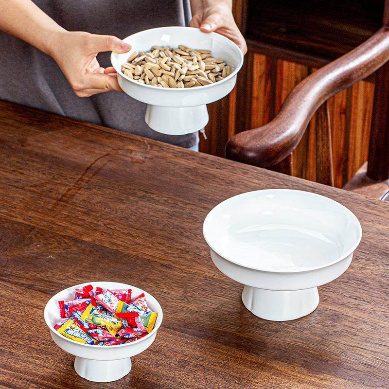 景德镇高温白瓷祈福高脚碗凉菜盘点心零食盘家用干果碟禅意水果盘,餐饮具,果盆/果盘/果篮,淘宝优惠券,粉丝福利购,淘宝优惠卷