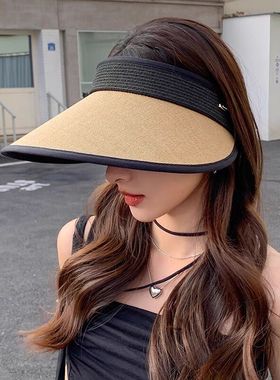 遮阳帽女2024新款可折叠防晒黑胶