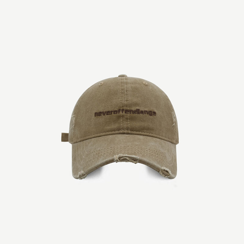 做旧字母刺绣磨边宽檐软顶棒球帽