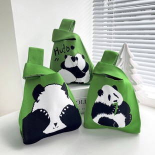 熊猫针织包2025新款手提包成都爷爷宽窄巷子同款文创周边伴手礼袋