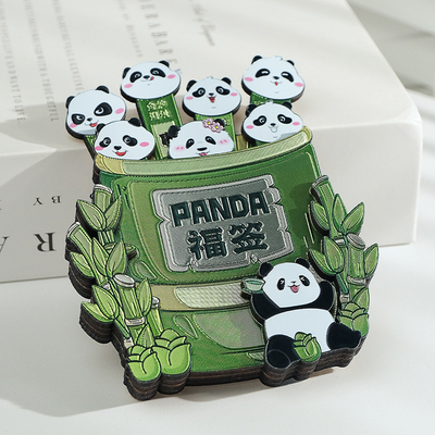 2025新款成都文创冰箱贴磁贴个性创意熊猫福签祈福木质可动纪念品