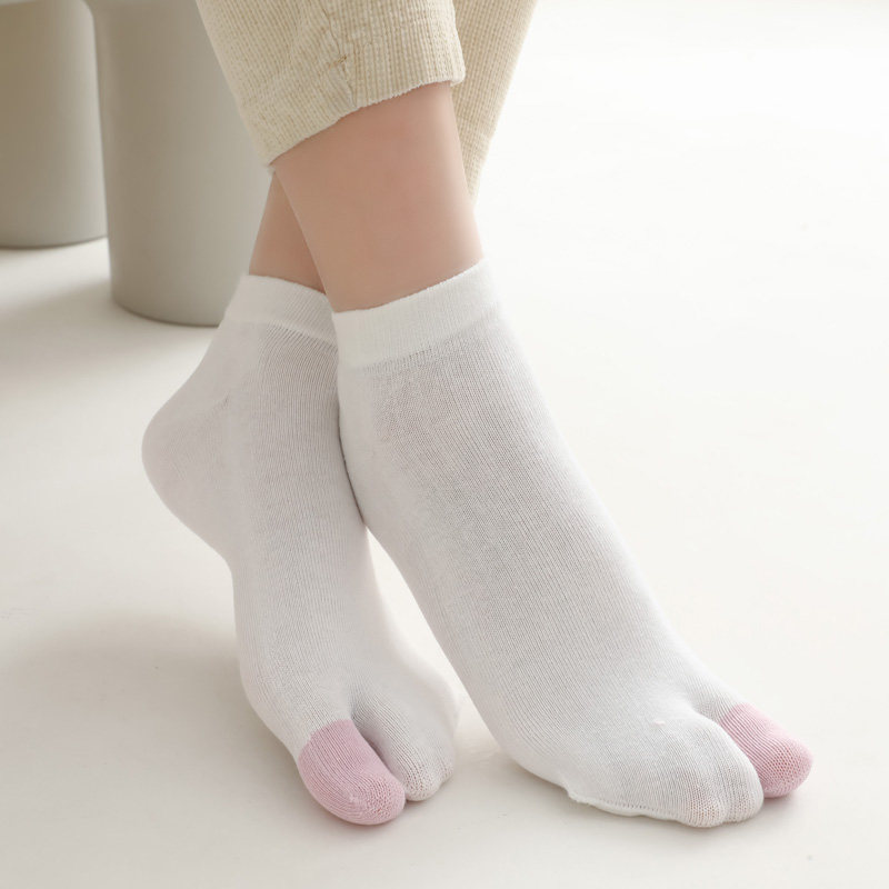 二趾袜日系纯色女春季短筒船袜薄棉分趾袜木屐袜人字拖袜子五指袜