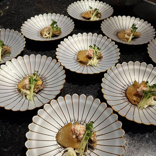 高档金色西餐汤盘磨砂盘子