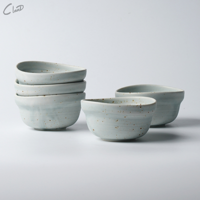 陶瓷创意西餐餐具青色小碗简约汤碗小料碟山野风麻点异形蘸料碗