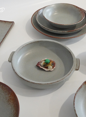 创意复古碗碟套装日式碗盘碟轻奢复古极简创意窑变餐具高级感组合