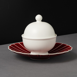 磨砂白高档酒店会所笼屉盅带盖位上小盅碗两用加热保温小蒸笼餐具