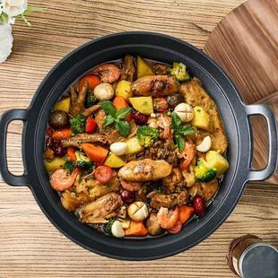 韩式汤锅韩国料理合金锅排骨汤锅年糕火锅双耳锅加厚铸铁锅菜锅