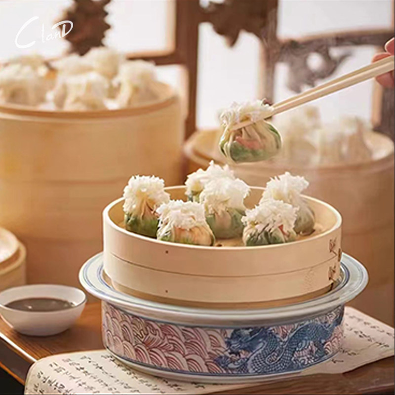 意境菜特色创意加热陶瓷蒸笼餐具烤鸭盘点心蒸品盘饺子保温笼屉盘
