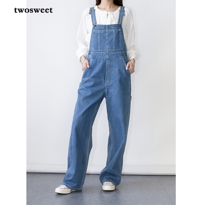 背带工装裤直筒长裤柔软牛仔