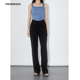 休闲长裤 极简黑色高腰直筒醋酸垂感西装 女 必入滤镜裤 twosweet