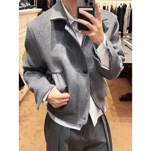 秋冬挺阔骨感条纹里布正肩短宽春季 Night 拉链夹克外套 the Stay