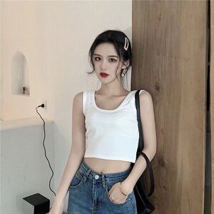 2023紧身背心女夏新款辣妹欧美美背吊带短款内搭上衣白色外穿打底