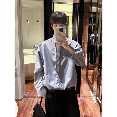 休闲假两件T恤拼接衬衫
