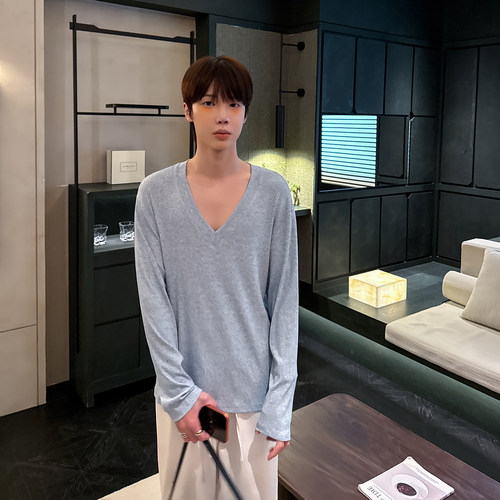男款慵懒松弛感薄款长袖打底衫