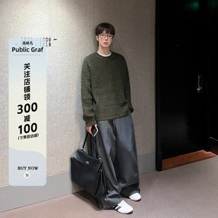 高林凡 纯色圆领套头保暖毛衣男女同款秋冬简约加厚宽松针织衫