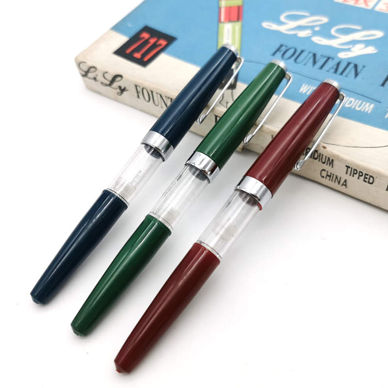 铃兰铱金笔明尖推拉吸墨90年代