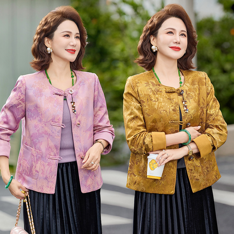 2026新款妈妈春装外套新中式国风中老年春秋夹克薄款贵夫人上衣女