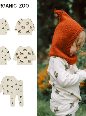 Organic Zoo25秋冬圣诞新款宝宝男女儿童卡通印花T恤秋衣裤子卫衣