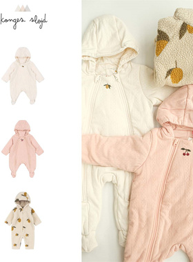 Konges slojd25新款新生婴儿宝宝男女小童夹棉连体衣柔软外出服7