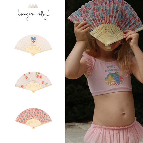 Konges slojd26春夏新款儿童日常居家印花樱桃拼色扇子