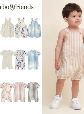 Garbo Friends25夏新生婴儿宝宝男女小童短袖短裤连体衣背带裤5Z