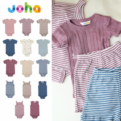 Joha26春夏新款婴儿宝宝男女小童柔软亲肤短袖包屁衣连体衣哈服