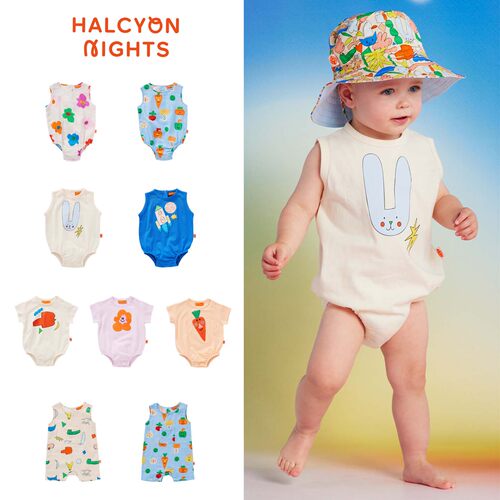 墨尔本Halcyon nights26春夏新款男女小宝宝卡通短袖包屁衣连体衣