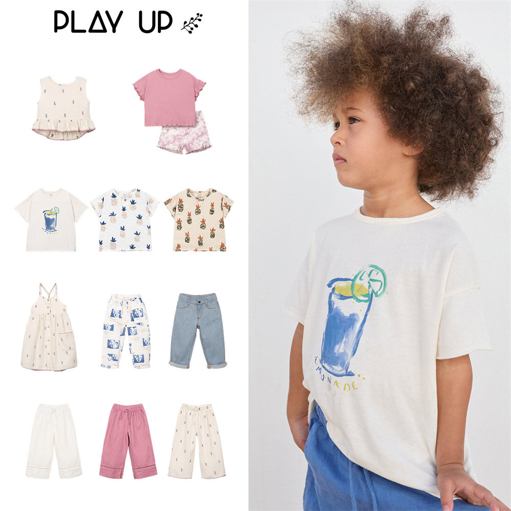 play up26春夏新款宝宝男女小童短袖T恤薄裤子牛仔长裤连衣裙子