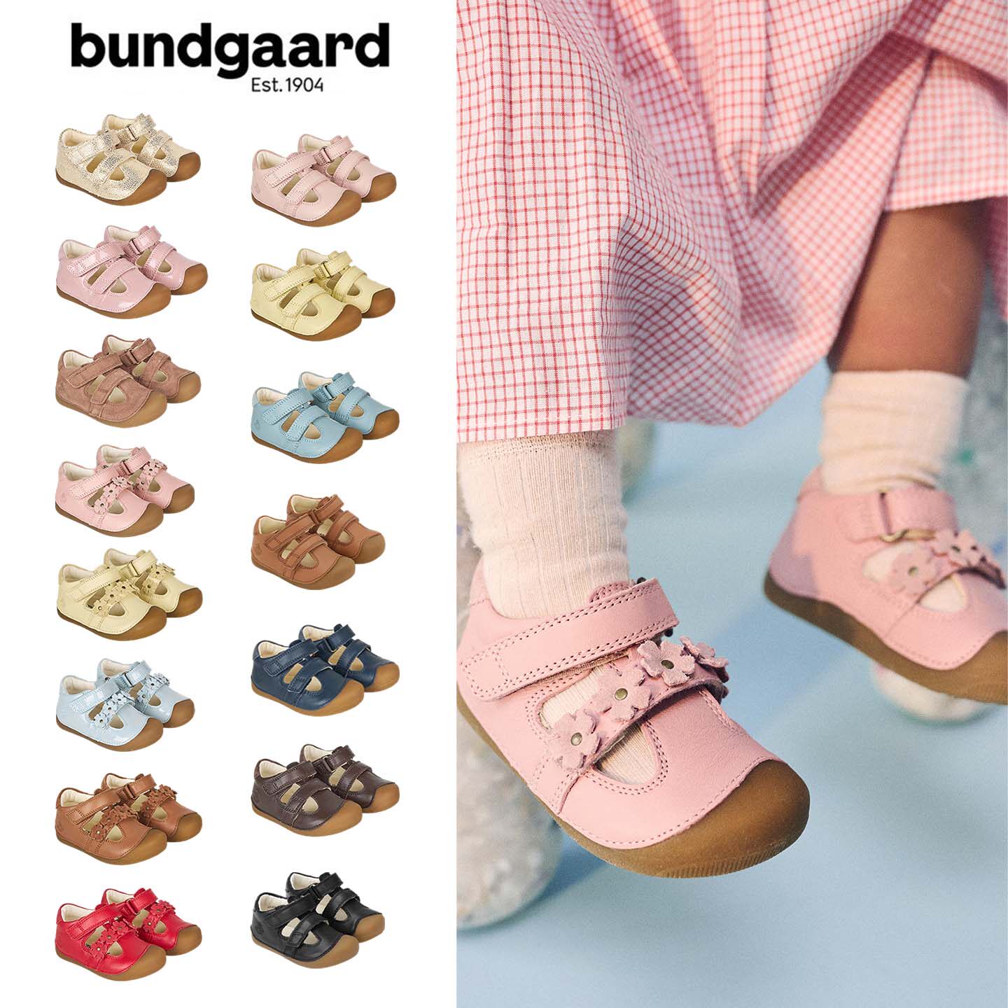 兔子鞋bundgaard新款宝宝男女童儿童凉鞋手工魔术贴包头软底皮鞋