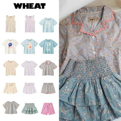 Wheat26春夏新款宝宝男女小童休闲卡通短袖T恤短裤半裙花边背心7Z